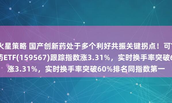火星策略 国产创新药处于多个利好共振关键拐点！可T+0交易的港股创新药ETF(159567)跟踪指数涨3.31%，实时换手率突破60%排名同指数第一